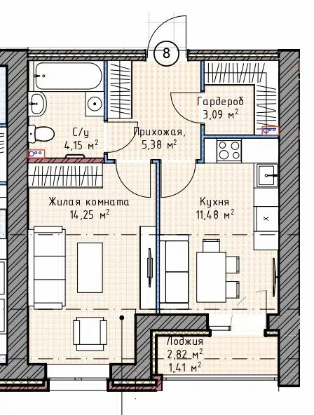 планировка квартиры 38 м2
