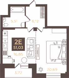 планировка квартиры 51 м2