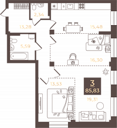 планировка квартиры 85 м2