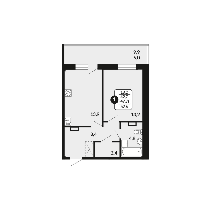 планировка квартиры 47 м2