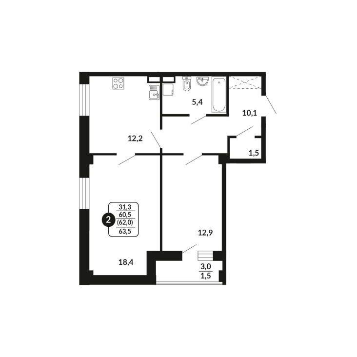планировка квартиры 62 м2