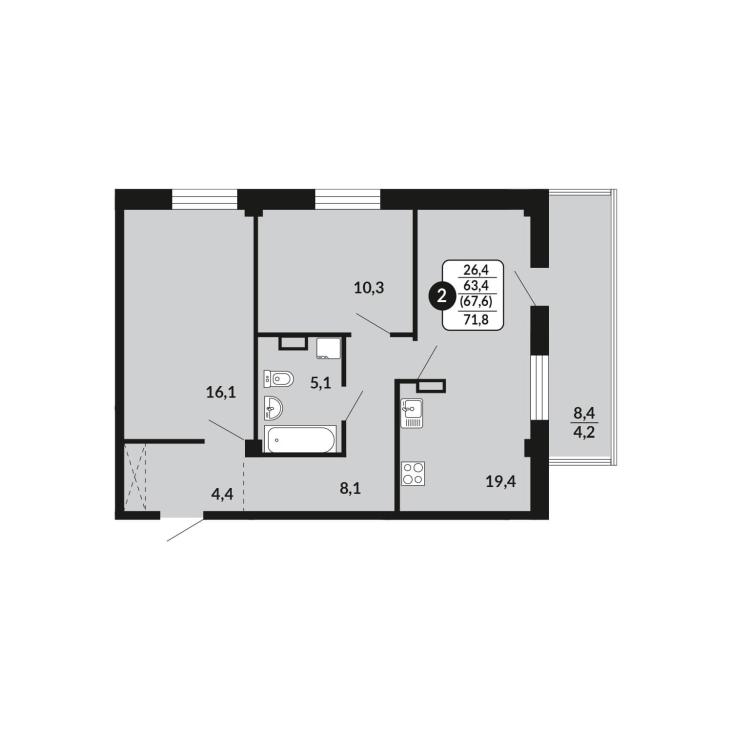 планировка квартиры 67 м2