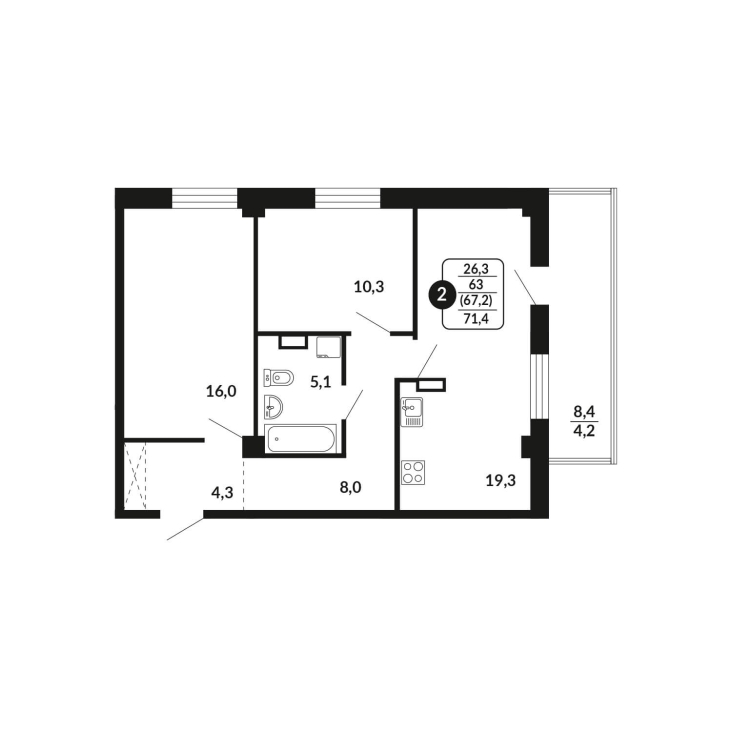 планировка квартиры 67 м2