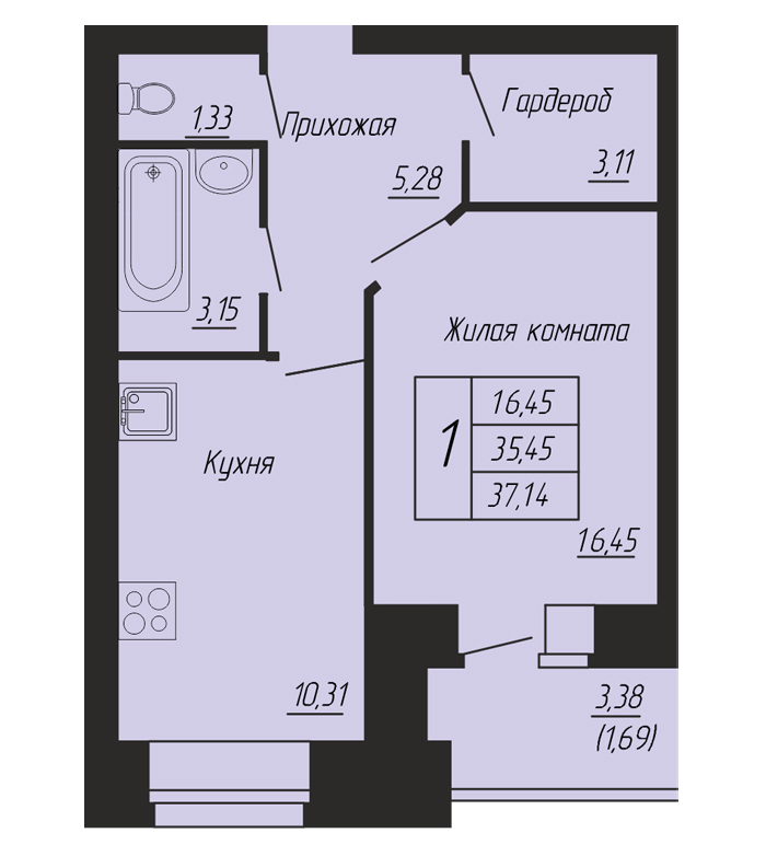 планировка квартиры 37 м2
