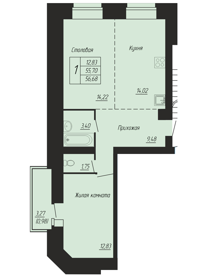 планировка квартиры 57 м2
