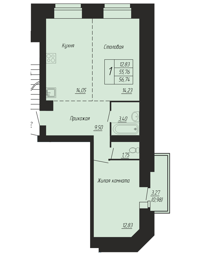 планировка квартиры 52 м2