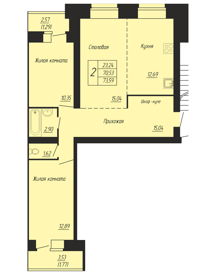 планировка квартиры 74 м2