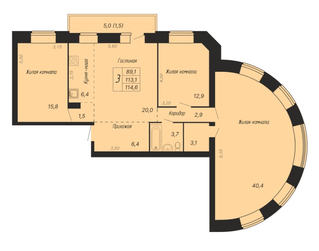 планировка квартиры 115 м2