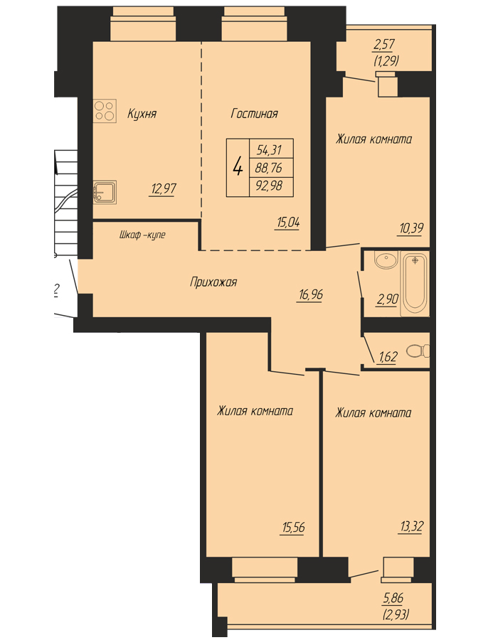 планировка квартиры 93 м2