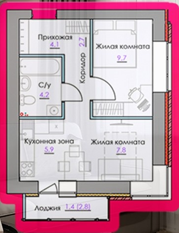 планировка квартиры 36 м2