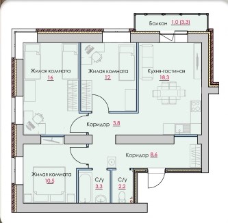 планировка квартиры 75 м2