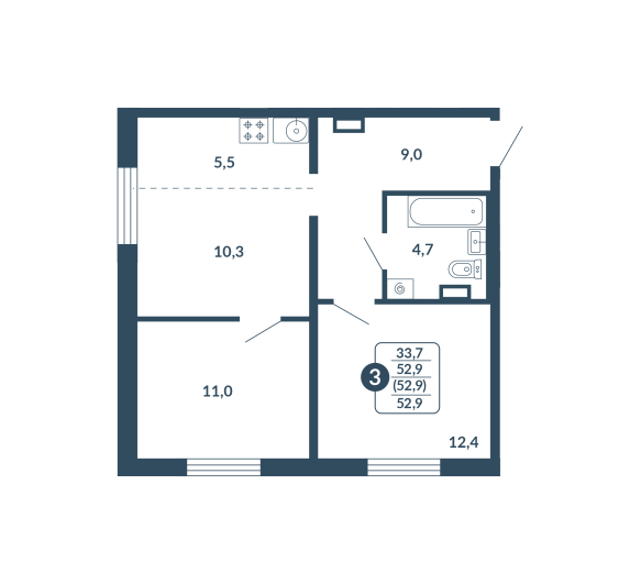 планировка квартиры 52 м2