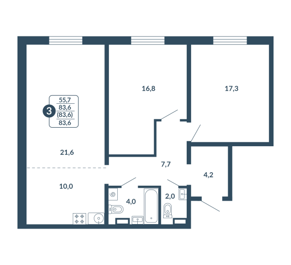 планировка квартиры 83 м2
