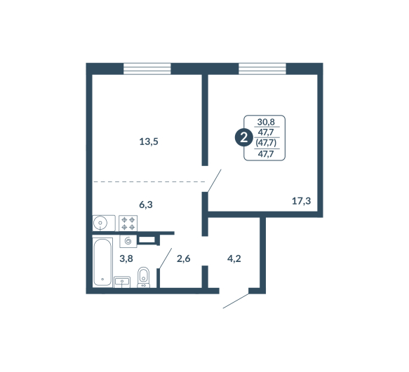 планировка квартиры 47 м2