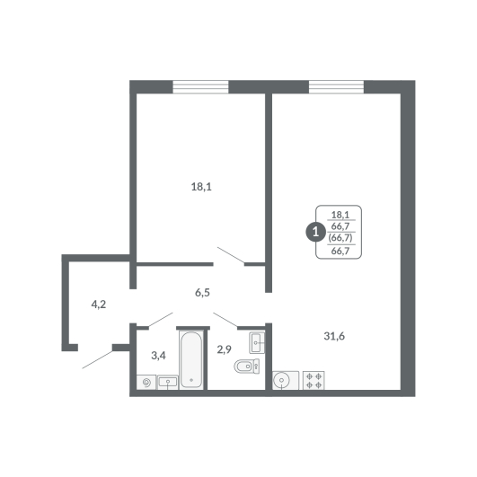 планировка квартиры 67 м2