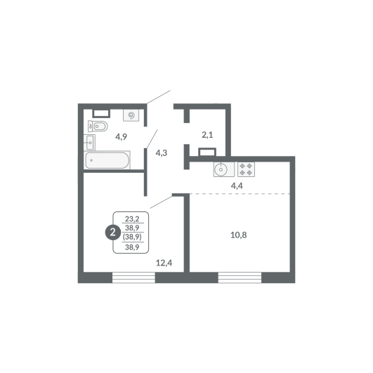 планировка квартиры 39 м2