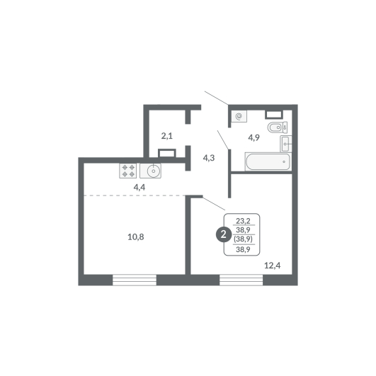 планировка квартиры 39 м2