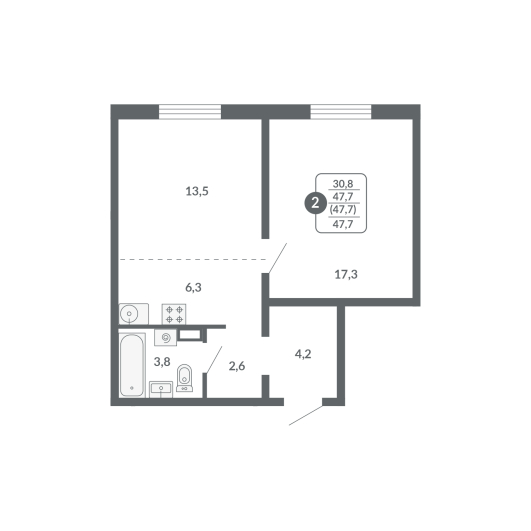планировка квартиры 48 м2