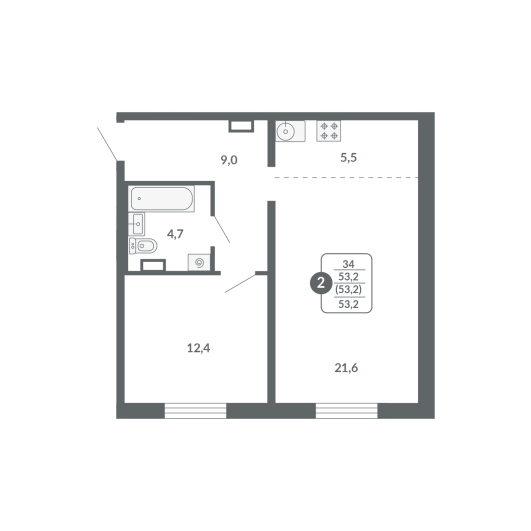 планировка квартиры 53 м2