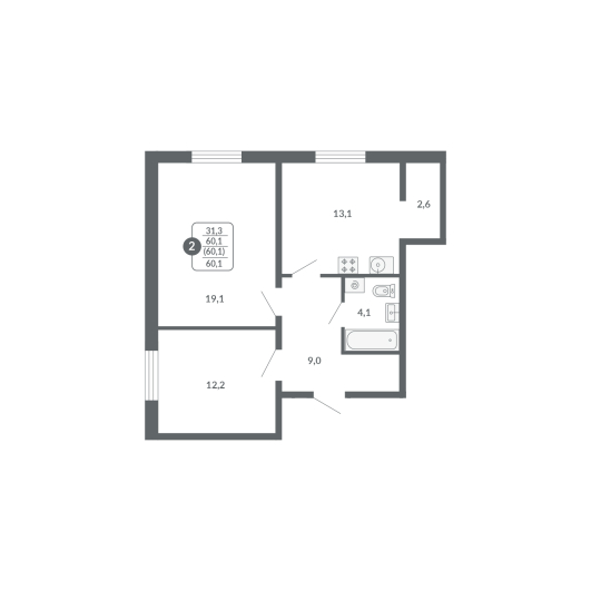 планировка квартиры 60 м2