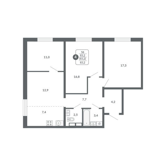 планировка квартиры 83 м2