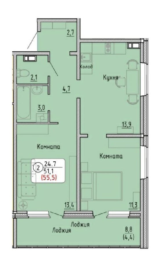 планировка квартиры 56 м2