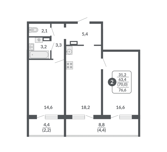 планировка квартиры 77 м2