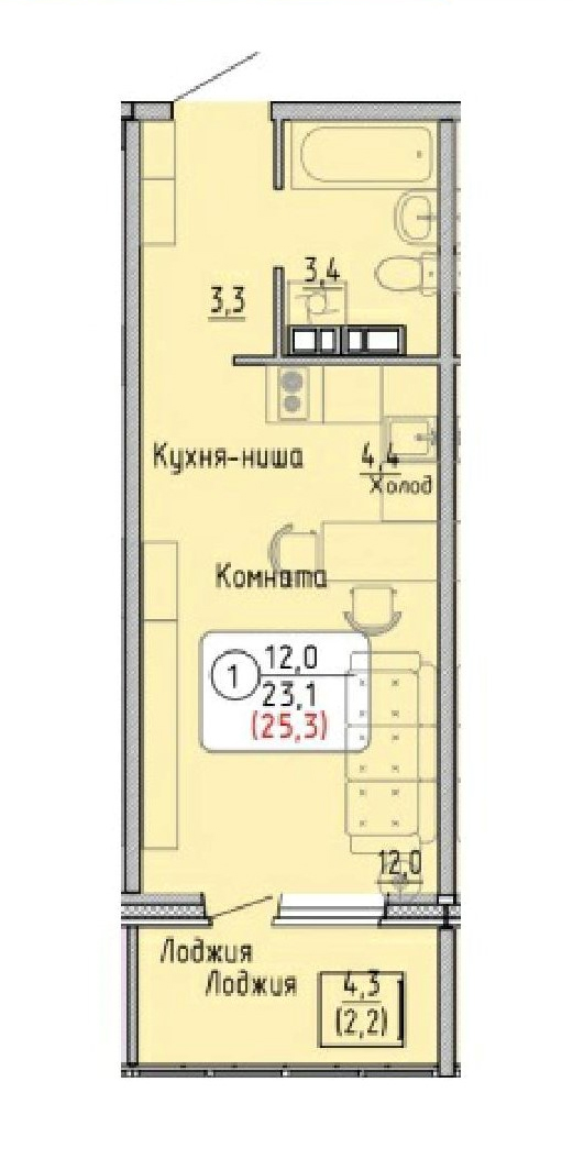 планировка квартиры 25 м2