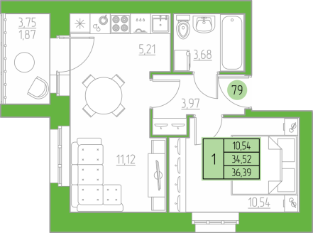 планировка квартиры 36 м2