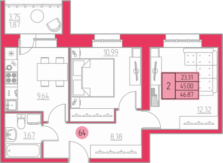 планировка квартиры 47 м2