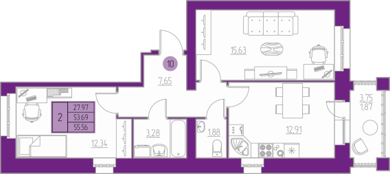планировка квартиры 56 м2