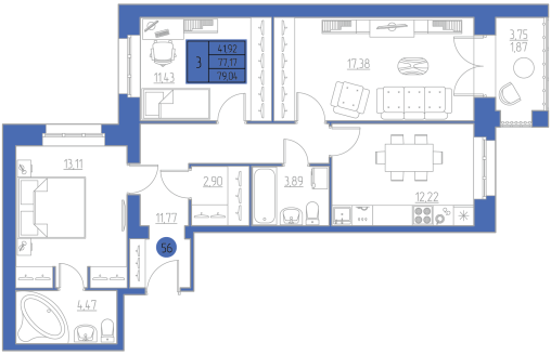 планировка квартиры 79 м2
