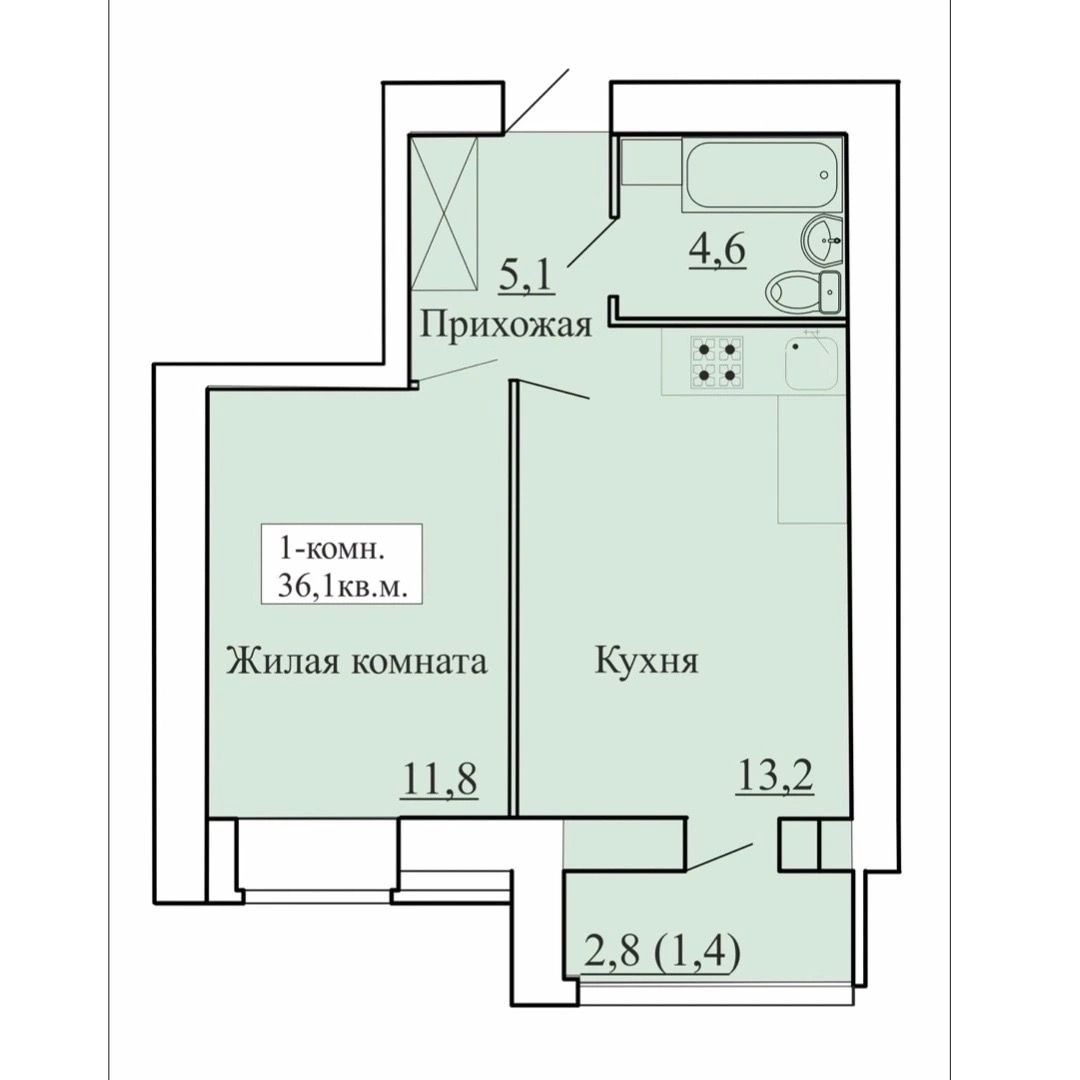 планировка квартиры 36 м2