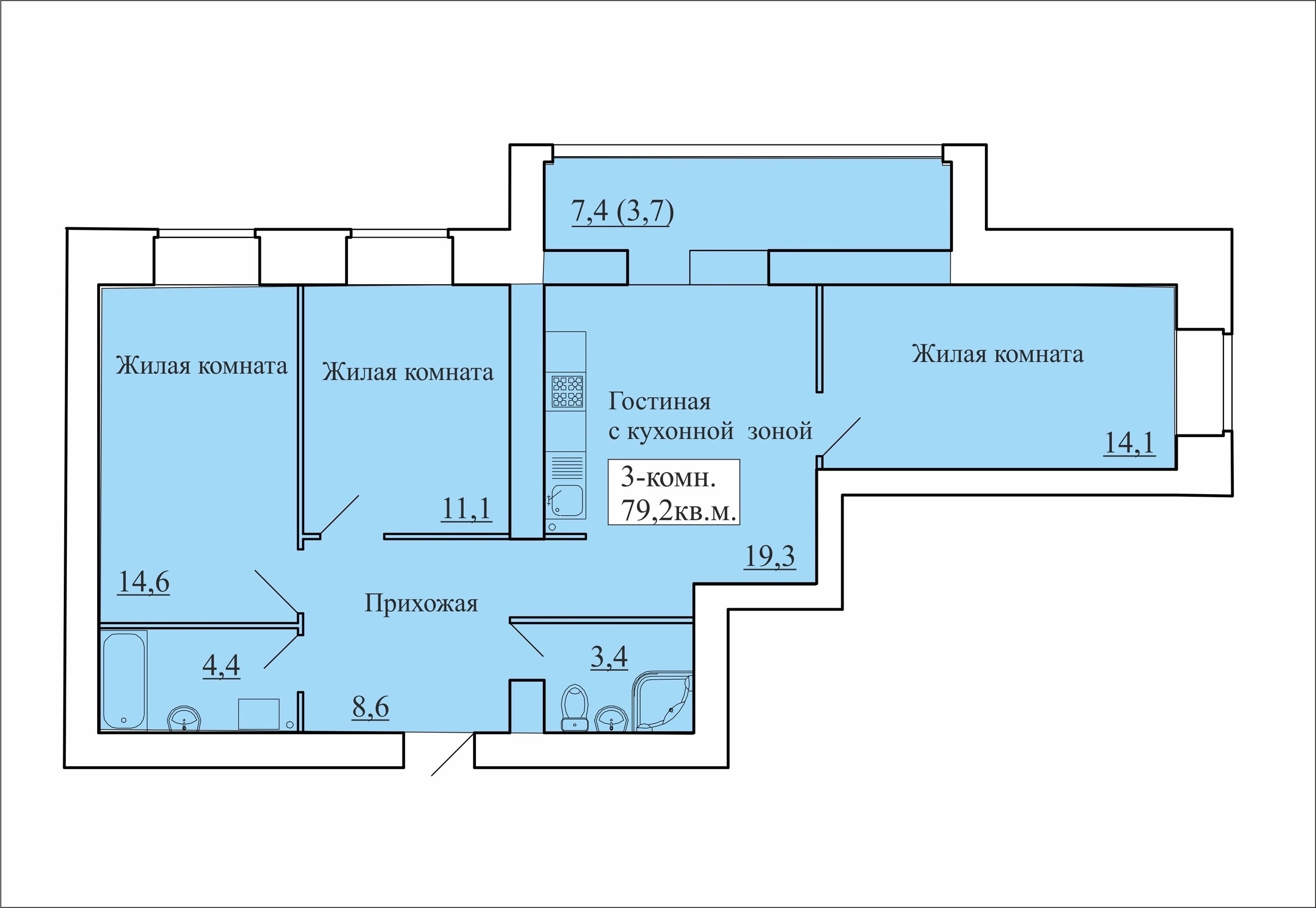 планировка квартиры 79 м2