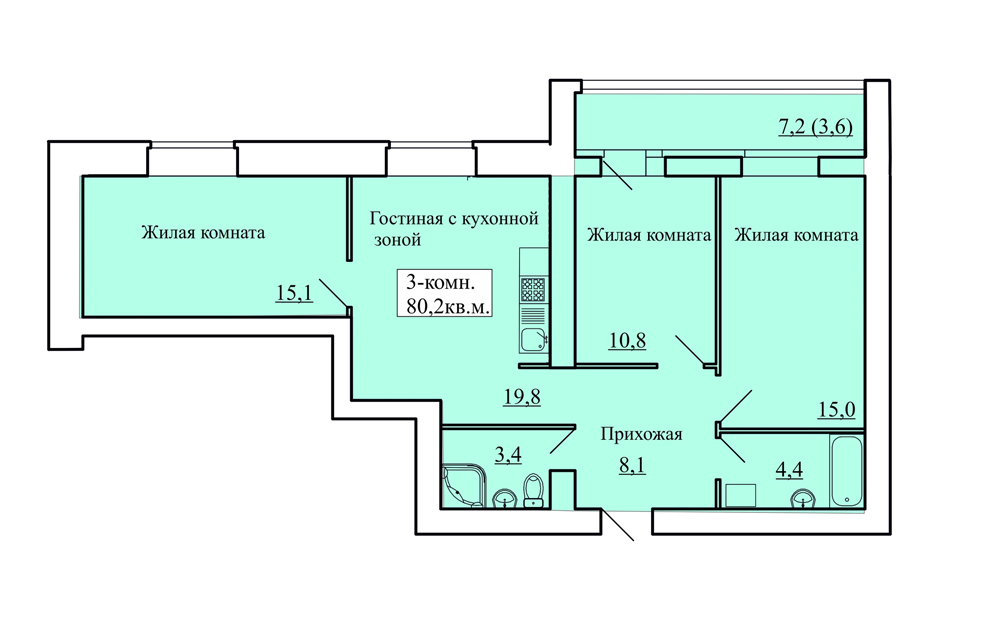 планировка квартиры 80 м2