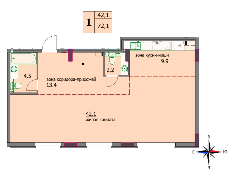 планировка квартиры 72 м2
