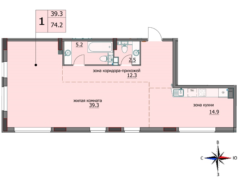 планировка квартиры 74 м2
