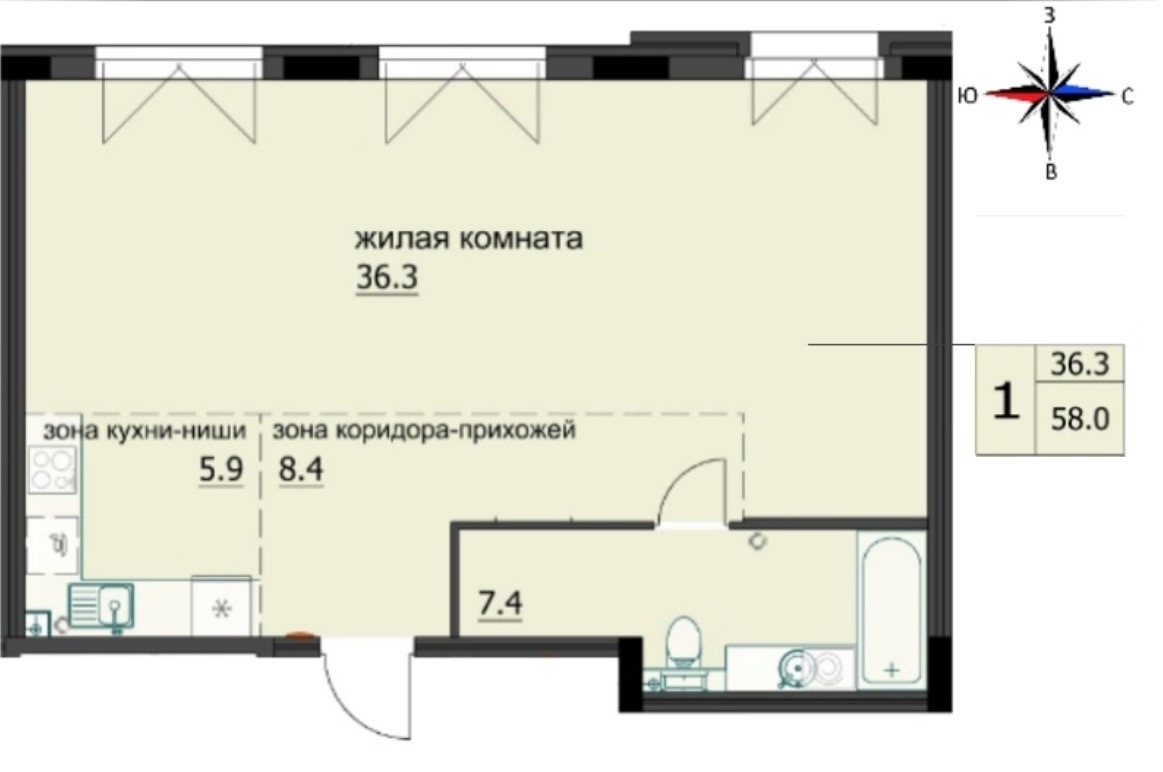 планировка квартиры 58 м2