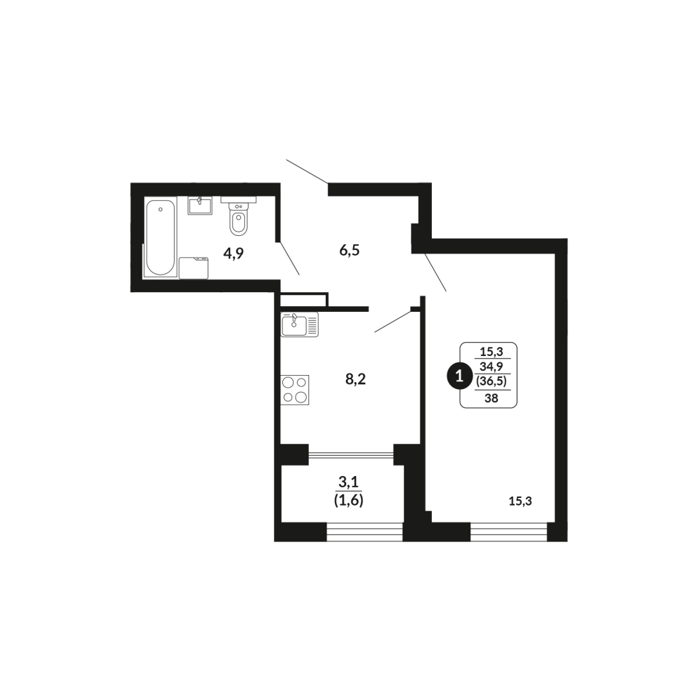 планировка квартиры 36 м2