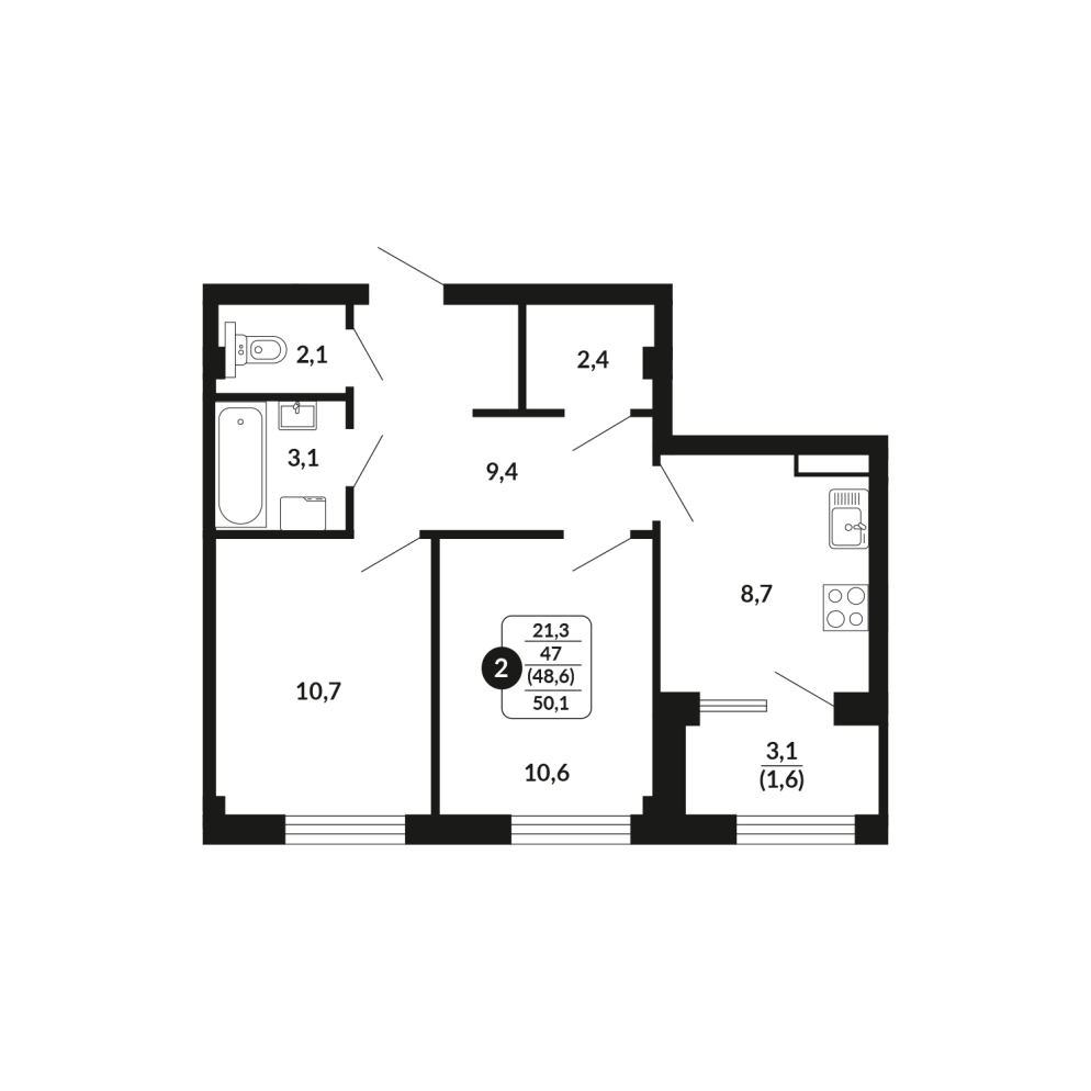 планировка квартиры 48 м2