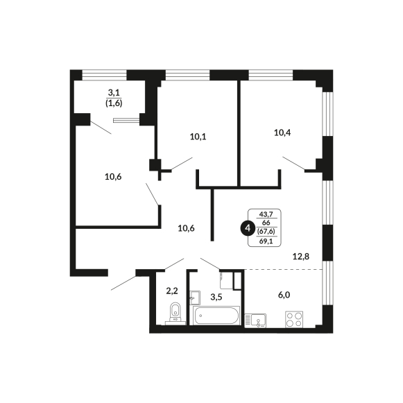 планировка квартиры 67 м2