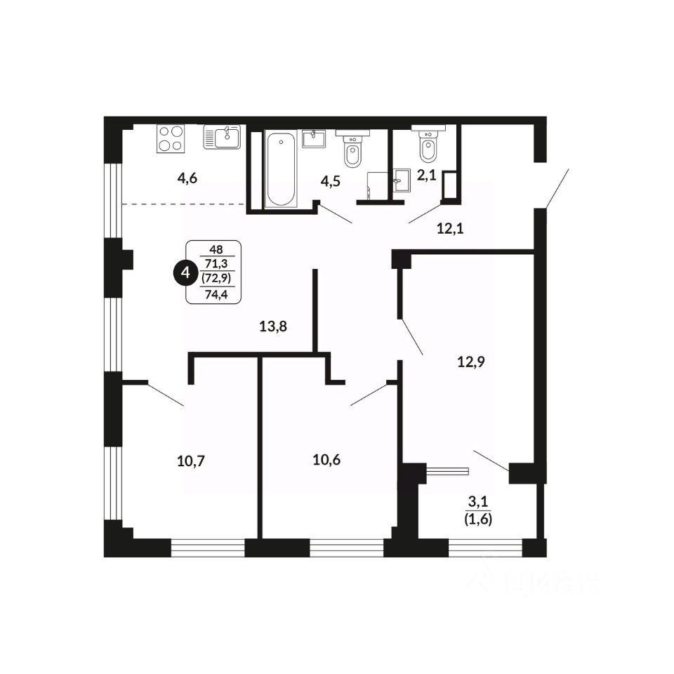 планировка квартиры 73 м2