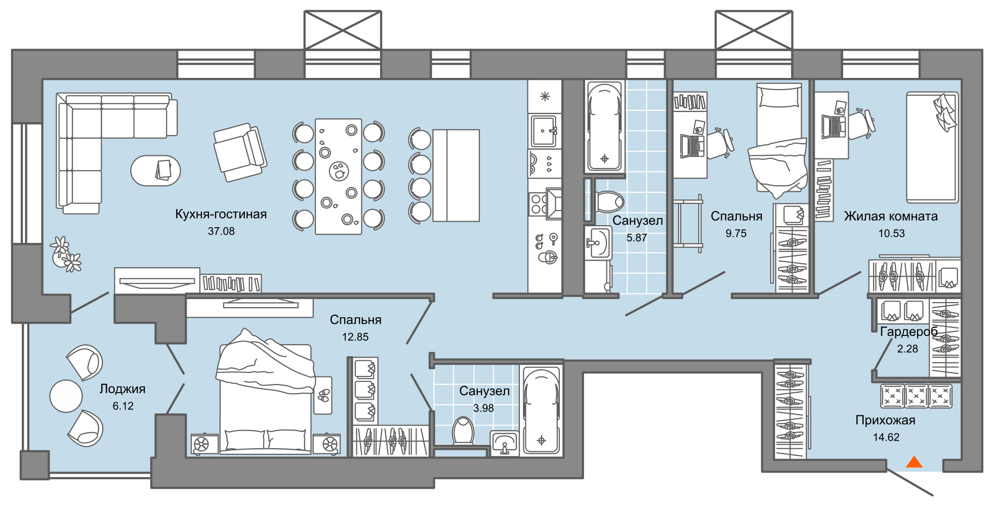 планировка квартиры 100 м2