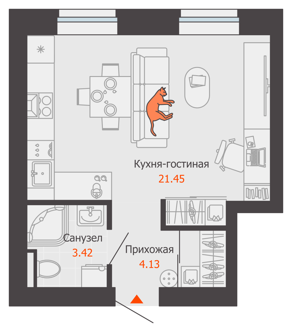 планировка квартиры 29 м2