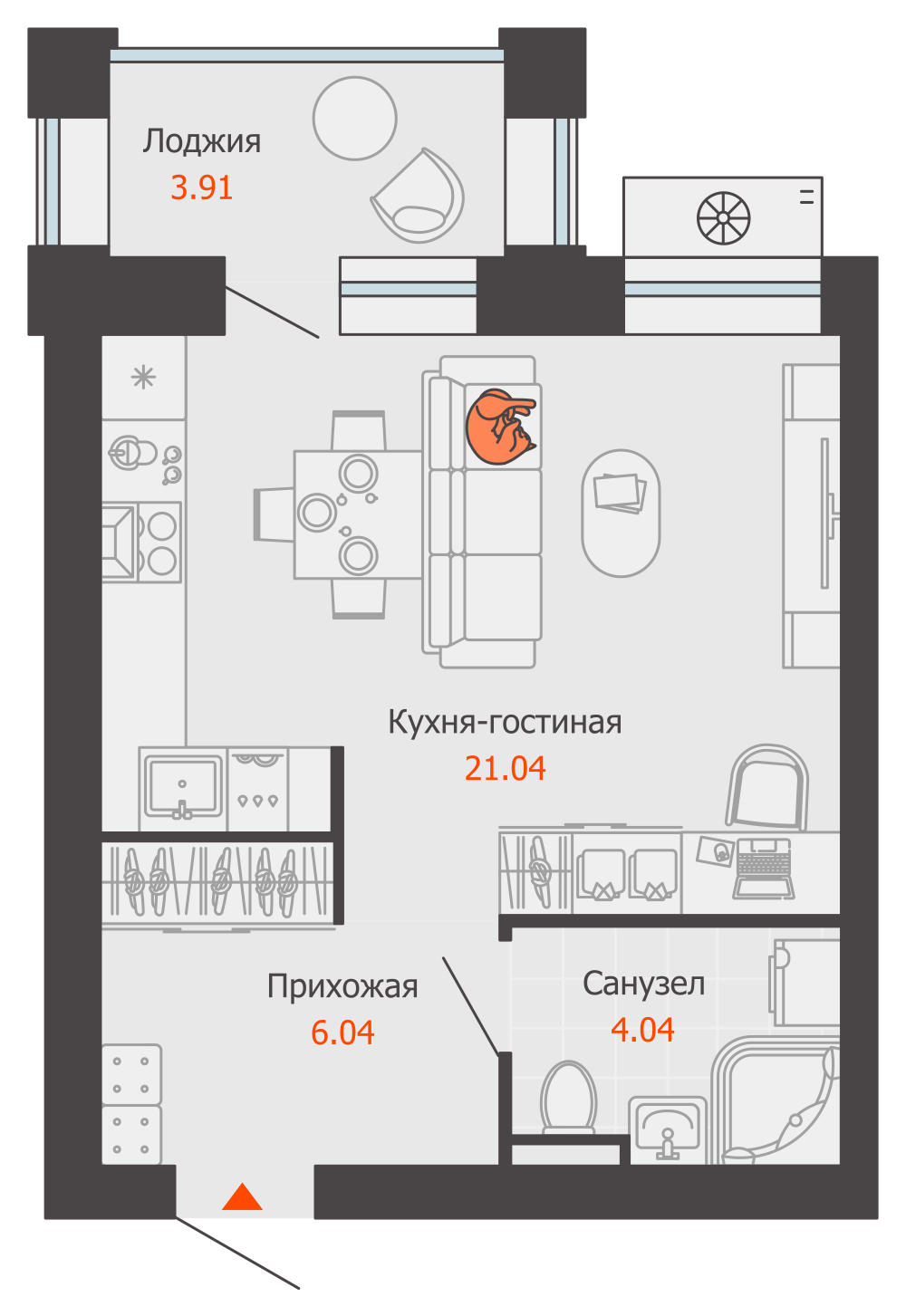 планировка квартиры 33 м2