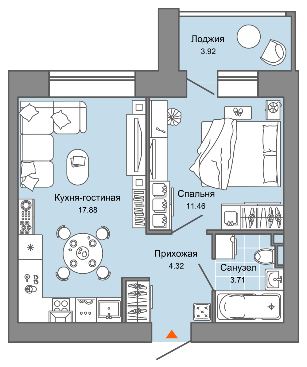 планировка квартиры 39 м2