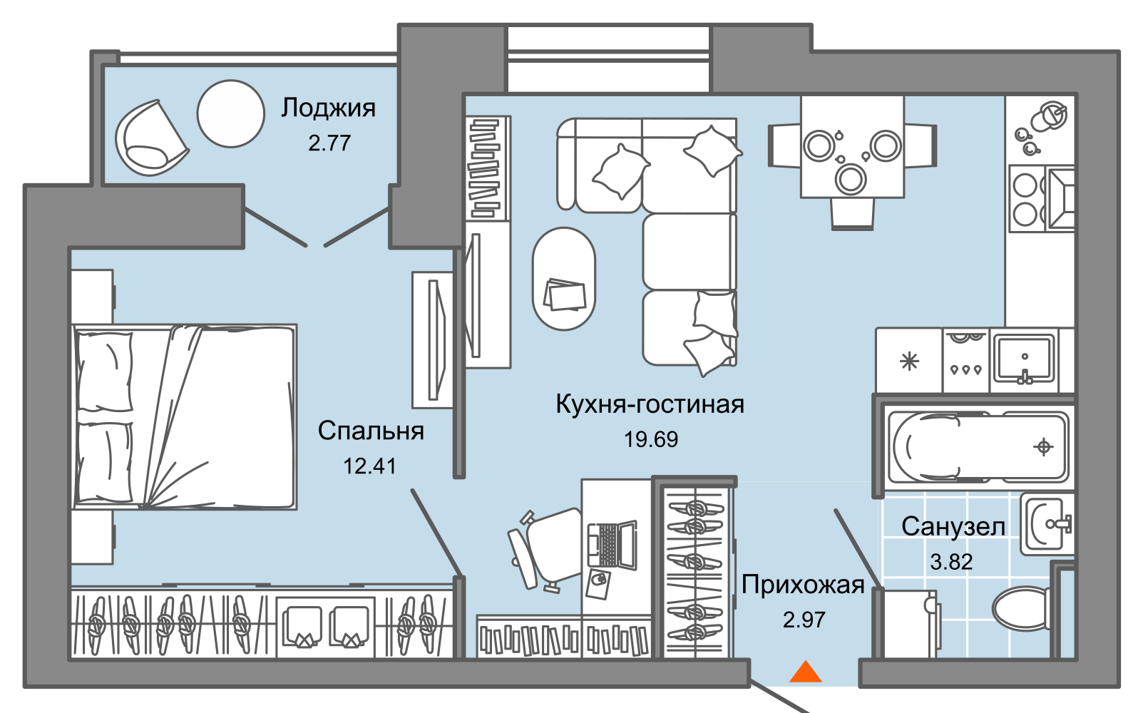 планировка квартиры 40 м2