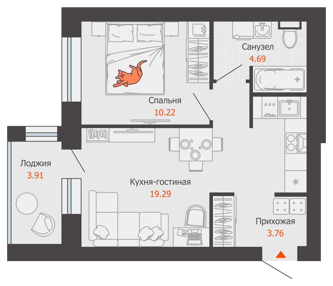 планировка квартиры 40 м2