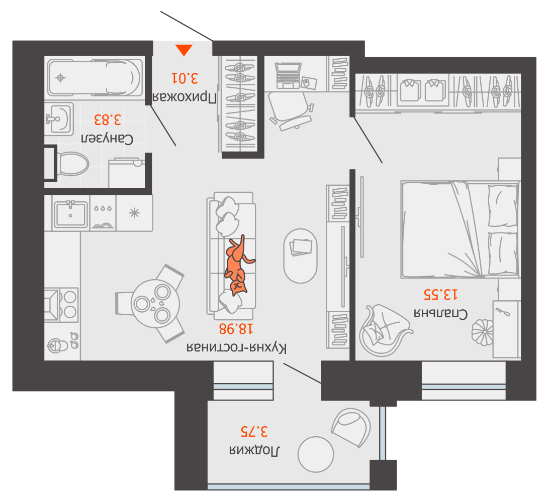 планировка квартиры 41 м2