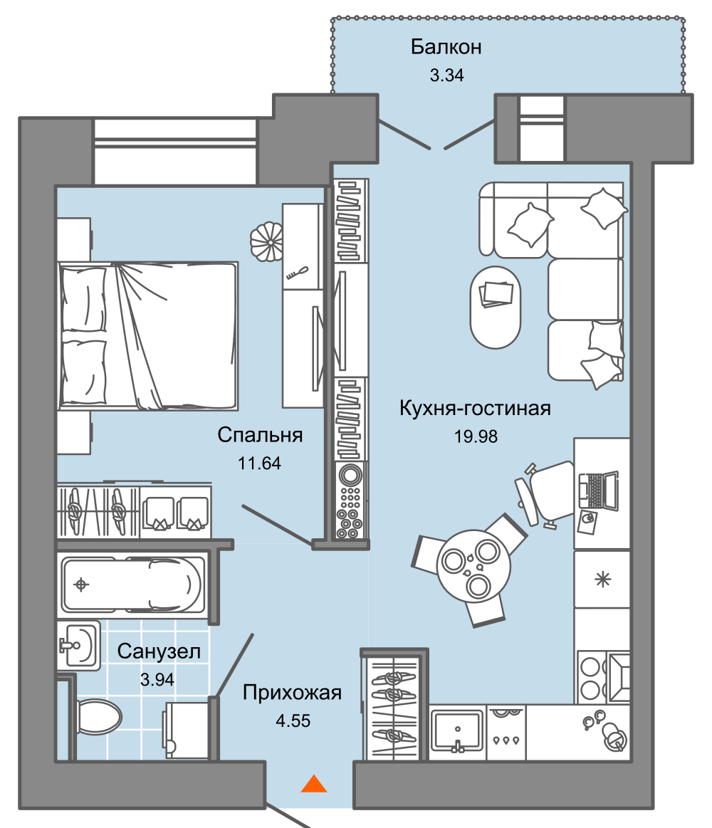 планировка квартиры 41 м2
